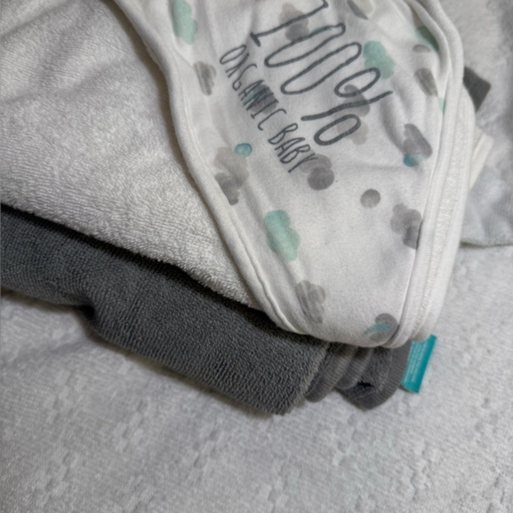 Pillowfort Organic Baby Blanket Set - White, Gray, Teal